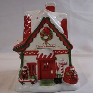 Vintage The White Barn Candle Co. Santa's Workshop Christmas Village Luminary